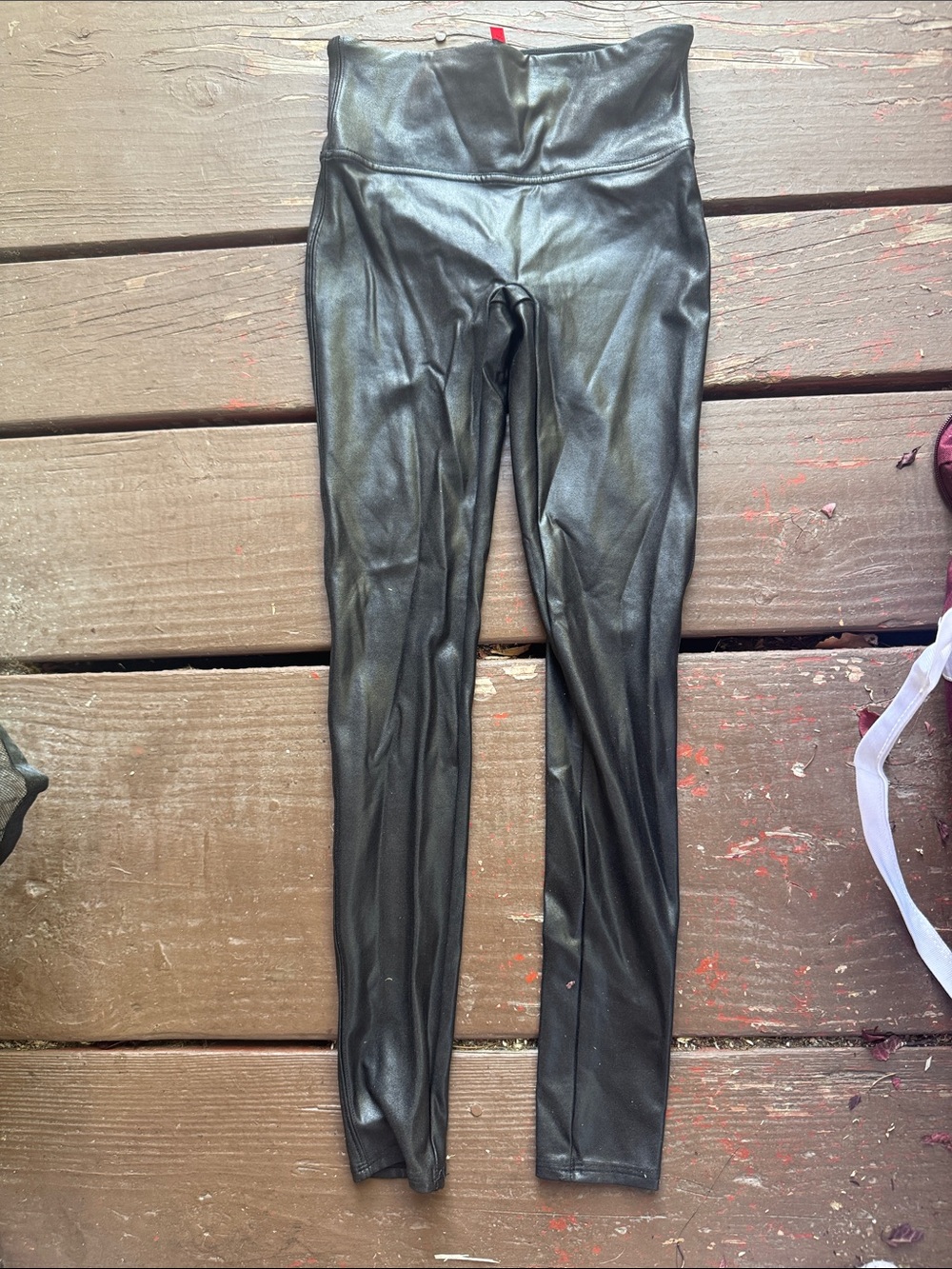 SPANX Faux Leather High-Waist Leggings in Black